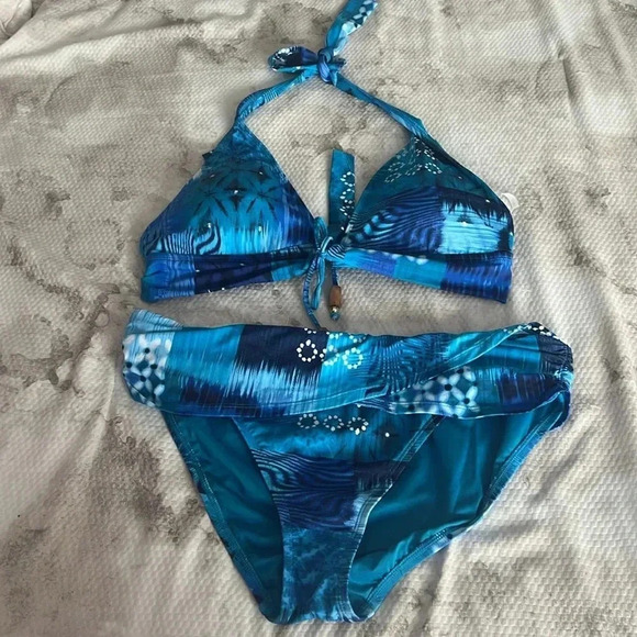 BLEU ROD BEATTIE Lace Up Halter Bra, Too Hot To Handle and Bikini Bottom Size 14 - Picture 7 of 9
